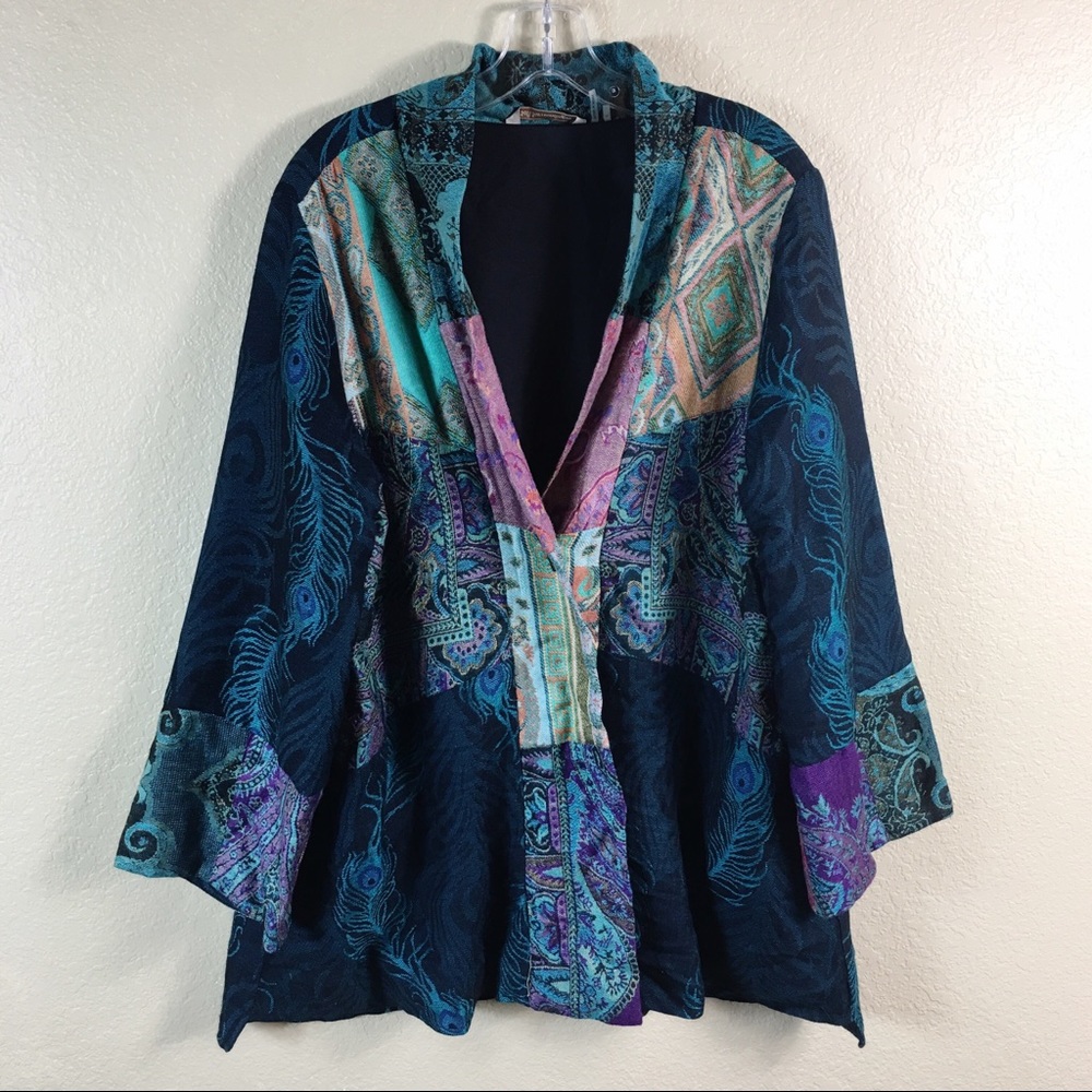 Soft Surroundings Asian Peacock Print Jacket